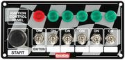 Switch Panel - Dash Mount - 6-7/8 in x 3-1/4 in - 6 Toggles/1 Momentary Push Button - Warning Light - Aluminum - Each