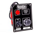 Switch Panel - Dash Mount - 3-3/8 x 4-1/4 in - 1 Toggle/1 Momentary Button - Warning Light - Aluminum - Black - Kit