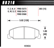 Brake Pad - DTC-70 type (15 mm) - Front - Honda