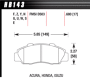 Brake Pad - DTC-60 type (17 mm) - Front - Honda - Acura - Isuzu