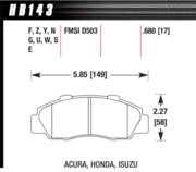 Brake Pad - DTC-70 type (17 mm) - Front - Honda - Acura - Isuzu