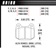Brake Pad - HT-10 type (14 mm) - Front - Alfa Romeo – BMW – Lotus – Opel – Infiniti – Mitsubishi – Nissan – Rover – Subaru