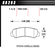 Brake Pad - Black type (14 mm) - Rear - Toyota