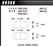Brake Pad - DTC-60 type (13 mm) - Rear - Honda - Acura