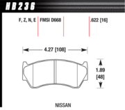 Brake Pad - Blue 9012 type (16 mm) - Front - Nissan