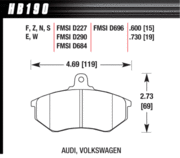 Brake Pad - Blue 9012 type (18 mm) - Front - Audi - Volkswagen