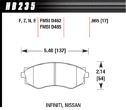 Brake Pad - Blue 9012 type (17 mm) - Rear - Nissan - Buick - Infiniti - Cadillac