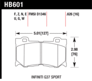 Brake Pad - DTC-60 type (16 mm) - Front - Nissan - Infiniti