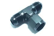 AN -10 Flare Tee T Piece Adapter with Female Swivel on Side Fitting in Black