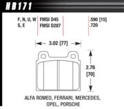 Brake Pad - Blue 9012 type (15 mm) - Front - Alfa Romeo - Mercedes-Benz - Porsche - Volkswagen