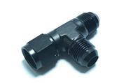AN -6 Tee T Piece Adapter with Female Swivel on the T Fitting in Black