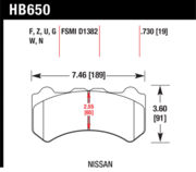Brake Pad - DTC-60 type (18 mm) - Front - Nissan