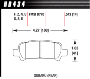 Brake Pad - HT-10 type (14 mm) - Rear - Subaru