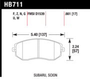 Brake Pad - DTC-70 type (17 mm) - Front - Scion - Subaru