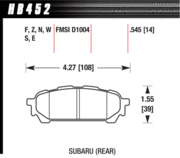 Brake Pad - Blue 9012 type (14 mm) - Rear - Saab - Subaru