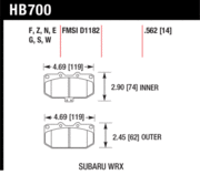 Brake Pad - DTC-60 (14 mm) type - Front - Subaru
