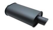 STREETPOWER FLAT BLACK Oval Muffler; Inlet I.D. 2.25" (57.2mm); Tip O.D. 3.00" (76.2mm)