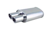 STREETPOWER Oval Muffler with Dual 3.0" Round Angle Cust Tips; Inlet 2.50"