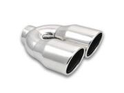 Dual 3.5" Round Stainless Steel Tips (Single Wall, Angle Cut)