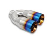 Dual 3.5" Round Stainless Steel Tips with Burnt Blue Finish