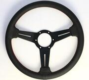 Nardi Classic Steering Wheel - Blk Perforated Leather with blk spokes and red stitch - 330mm