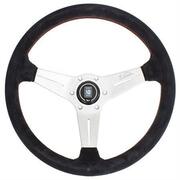 Nardi Deep Corn Steering Wheel - Suede with Satin Spokes & Red Stitching - 350mm