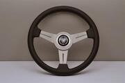 Nardi Classic Steering Wheel - Leather with Satin Spokes & Grey Stitching - 340mm