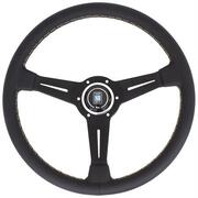 Nardi Classic Steering Wheel - Leather with Black Spokes & Grey Stitching - 360mm