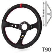 RRS 350mm carbon look 3 spokes 90 dished black/red steering wheel