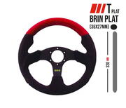 RRS flat steering wheel 3 spokes - RED - 320 mm