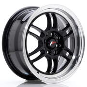 JR Wheels JR7 15x7 ET38 4x100/114 Glossy Black w/Machined Lip