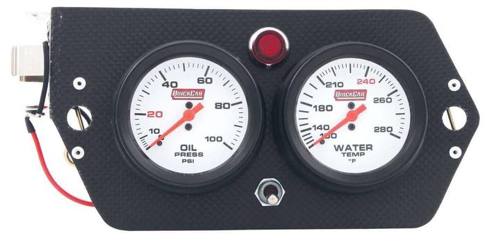 Gauge Panel Assembly - Sprint Panel - Oil Pressure/Water Temp - Magneto Switch - White Face - 9-Volt Battery - Carbon Fiber Panel - Kit