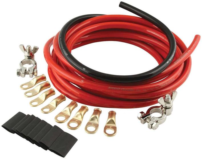 Battery Cable Kit - 4 Gauge - 15 ft Red/2 ft Black - Top Mount Battery Terminals - Terminals/Heat Shrink Included - Kit