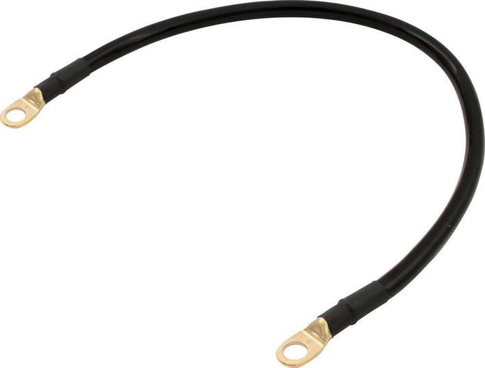 Battery Cable - Black - 4 Gauge - Copper - 18 in Long - Pre-Soldered Eyelet Terminals - Each