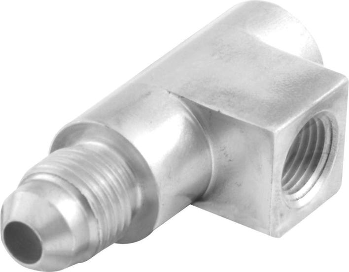 Fitting - Adapter Tee - 1/8 in NPT Female x 1/8 in NPT Female x 4 AN Male - Aluminum - Natural - Each