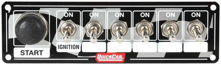 Switch Panel - Dash Mount - 6-7/8 in x 2 in - 6 Toggles/1 Momentary Push Button - Aluminum - Each