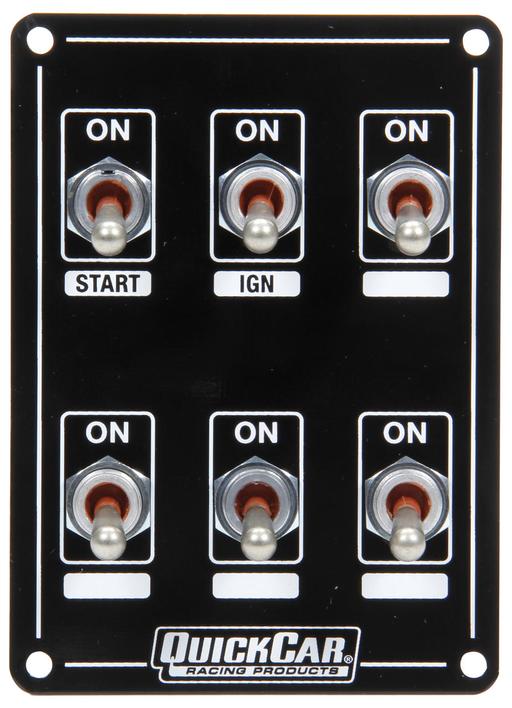 Switch Panel - Extreme - Dash Mount - 3-1/2 in x 3-3/8 in - 1 Momentary Toggle - 5 Toggles - Aluminum - Black - Kit