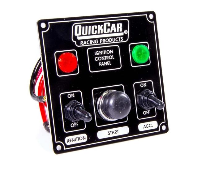 Switch Panel - Dash Mount - 4-5/8 x 4-3/8 in - 2 Toggle/1 Momentary Button - Warning Lights - Aluminum - Black - Kit