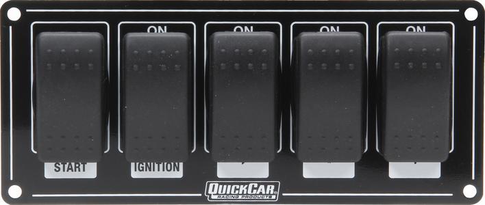 Switch Panel - Dash Mount - 7 in x 3 in - 4 Rockers/1 Momentary Rocker - Black - Each