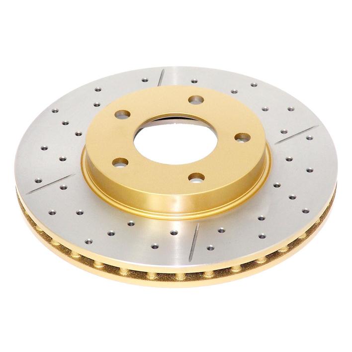 DBA STREET SERIES BRAKE ROTOR X-GOLD CROSS-DRILLED & SLOTTED - FRONT