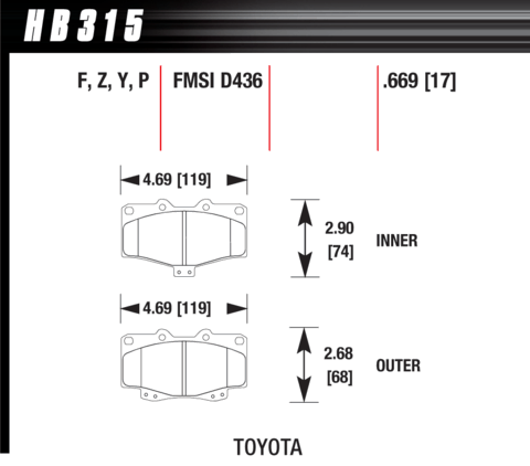 Brake Pad - LTS type - Front - Toyota