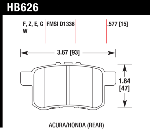 Brake Pad - HPS type - Rear - Honda - Acura