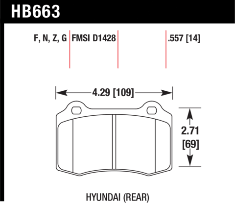 Brake Pad - HP Plus type - Rear - Hyundai - Tesla