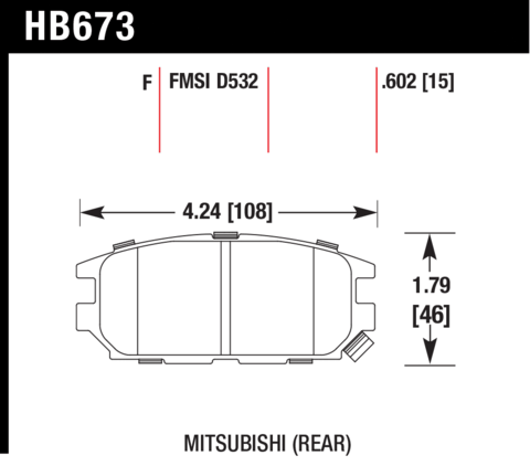 Brake Pad - HPS type - Rear - Dodge - Mitsubishi
