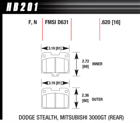 Brake Pad - HPS type - Rear - Dodge - Mitsubishi