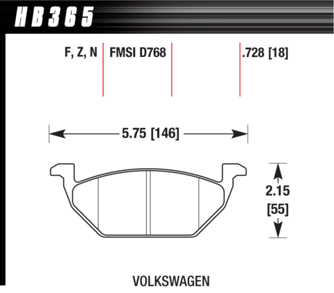 Brake Pad - Perf. Ceramic type - Front - Volkswagen