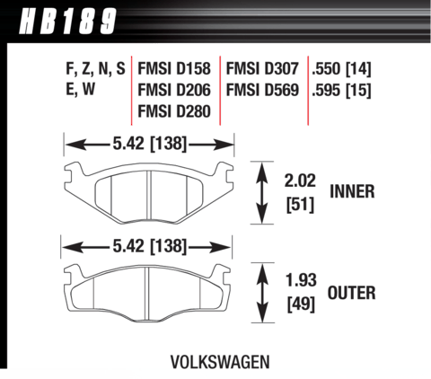 Brake Pad - HPS type - Front - Volkswagen