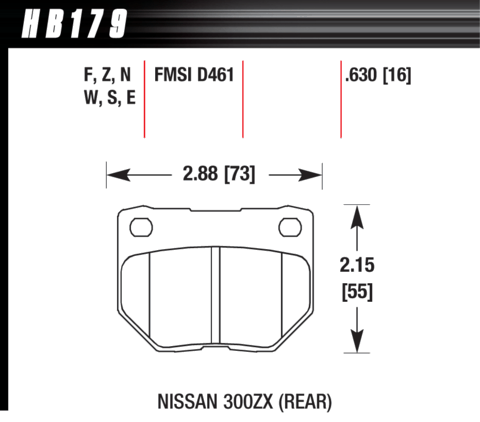 Brake Pad - Blue 9012 type (16 mm) - Rear - Nissan - Subaru