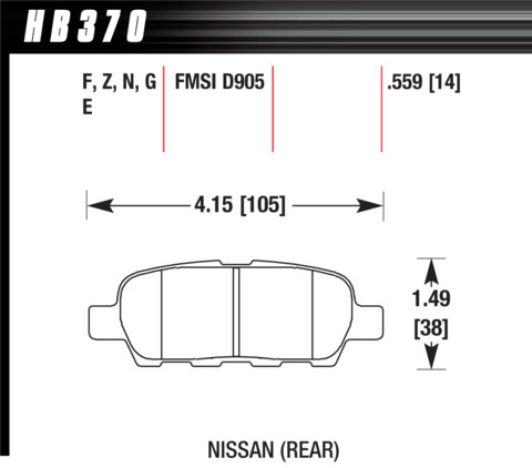 Brake Pad - Perf. Ceramic type - Rear - Nissan - Infiniti - Renault - Suzuki