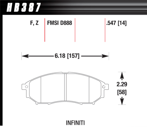 Brake Pad - Perf. Ceramic type - Front - Nissan - Infiniti - Renault